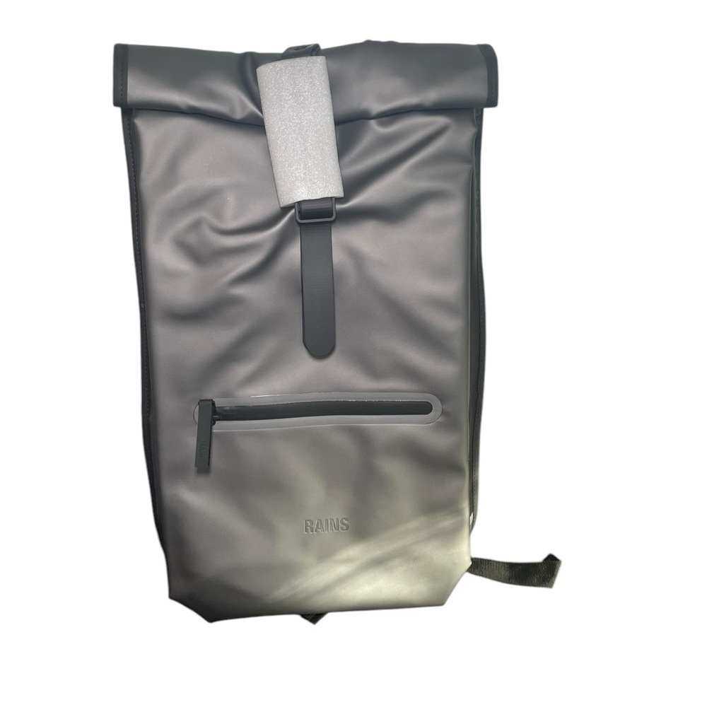 RAINS Rolltop Rucksack Metallic Gray Waterproof Backpack Unisex NWT